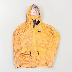 Patagonia Yellow Hooded Rain Jacket Mens M Heavy Wear AS IS Outdoor Shell